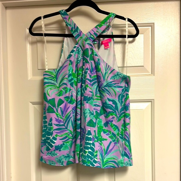 LILLY PULITZER RORI TOP ON THE CHASE HALTER TOP RESORTWEAR BLOUSE - S - Picture 1 of 2
